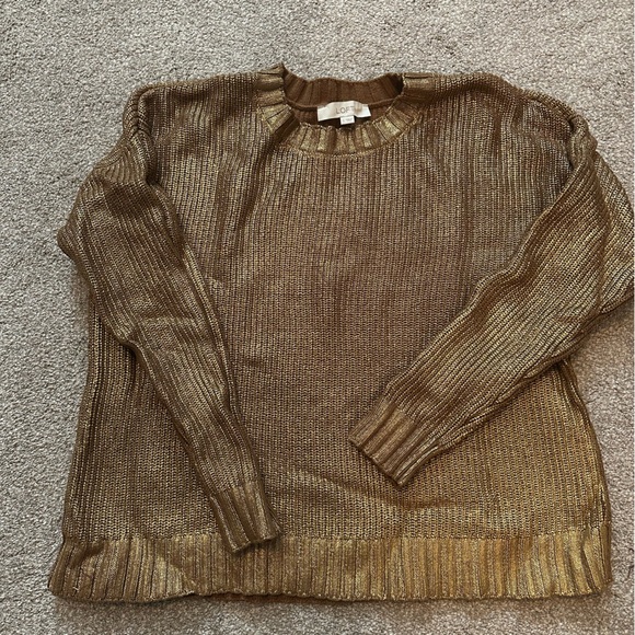 LOFT Metallic Gold Sweater - Picture 1 of 2